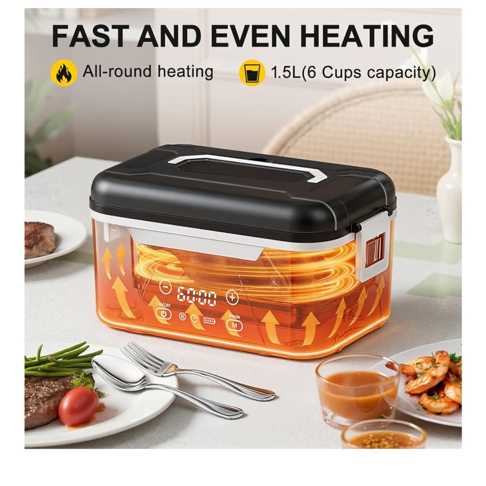 Portable Electric Lunch Box with Digital Display - Picture 3 of 9